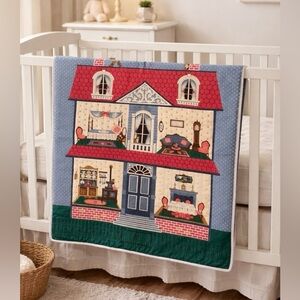 Vintage 1992 Cranston VIP Victorian Dollhouse Quilt Panel Rare Reversible